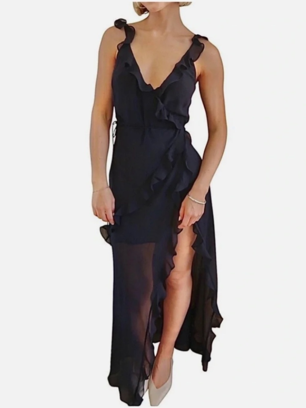 Rumored Just like Heaven Maxi Dress - Black Shimmer